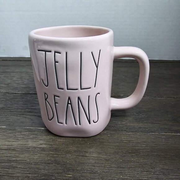 NWT Rae Dunn Artisan Jelly Beans Pink Coffee Mug Easter 2021 Magenta - Picture 1 of 9